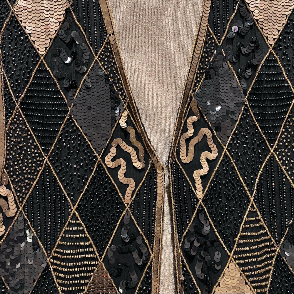 Elegant Sequence Vest With Gold Turtleneck - image 1